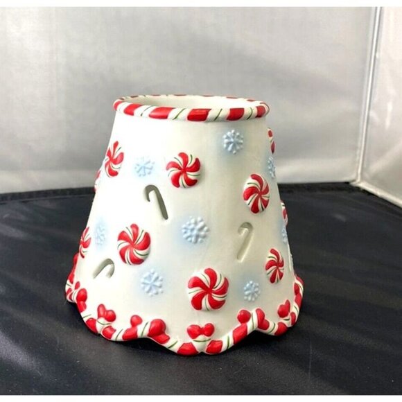 PartyLite Candle Jar Topper Candy Cane Peppermint Pals Christmas Holiday EUC RED - Picture 1 of 5